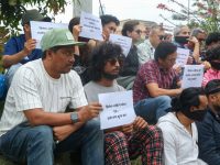 माइतीघर मण्डलामा कलाकर्मीहरूको शान्तिपूर्ण विरोध, अभिव्यक्ति स्वतन्त्रताको माग