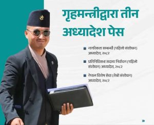 प्रतिनिधिसभामा गृहमन्त्रीद्वारा तीनवटा अध्यादेश पेस