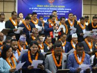 अन्जन श्रेष्ठले लिए नेपाल उद्योग वाणिज्य महासंघको अध्यक्ष पदको शपथ, नयाँ कार्यसमितिले पनि गर्यो सपथ ग्रहण