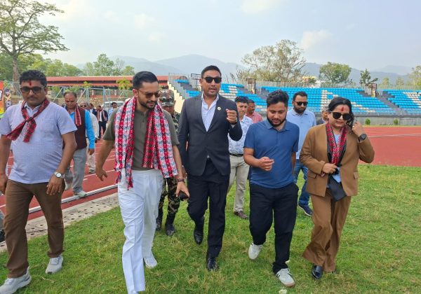 शिक्षा तथा खेलकुद मन्त्री पोखरेलद्वारा कर्णाली रङ्गशालाको अनुगमन, दशौँ राष्ट्रिय खेलकुद समयमै गर्ने प्रतिबद्धता